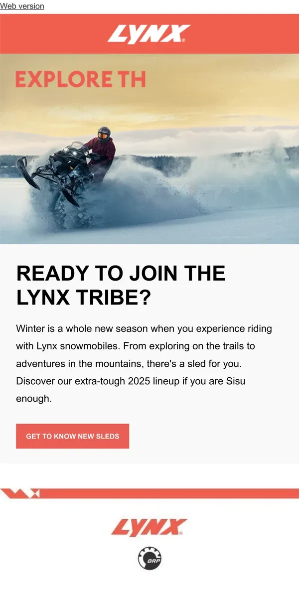 Email from Lynx. Winter like you've never experienced