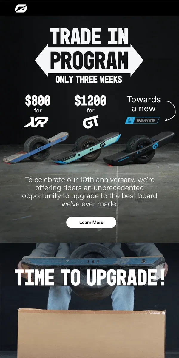 Email from Onewheel. XR & GT Trade-in Program! ♻️