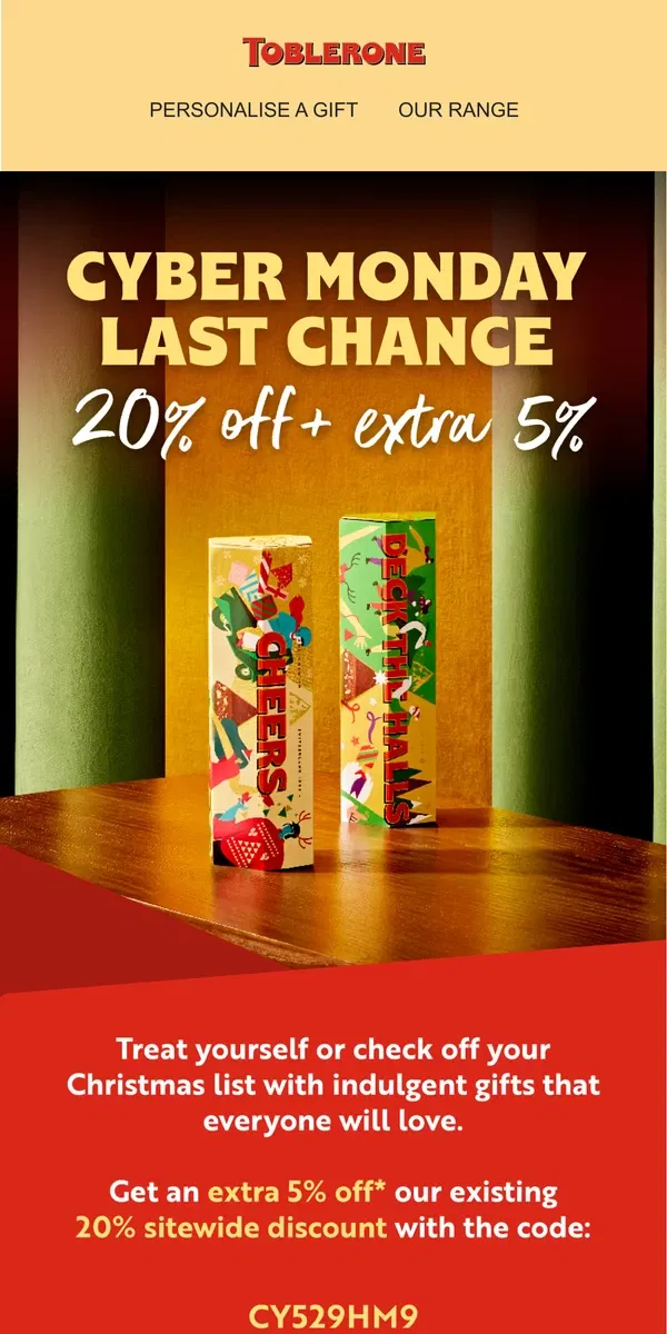 Email from Toblerone. Your exclusive offer ends TONIGHT