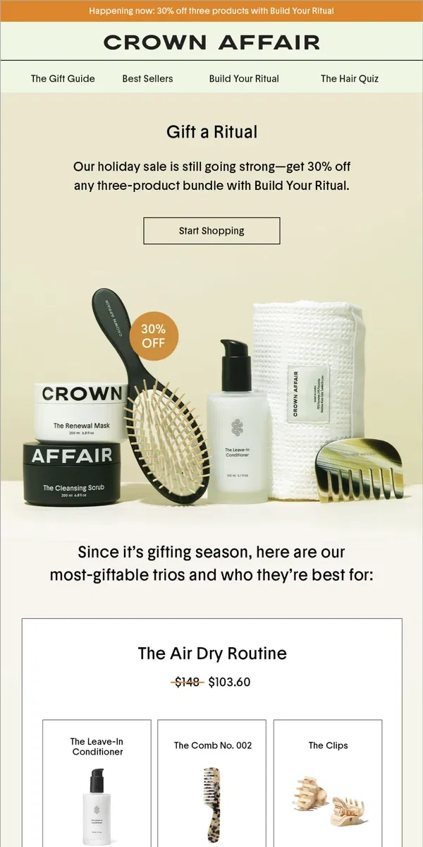 Email from Crowns Affair. Just For You—30% Off All Week