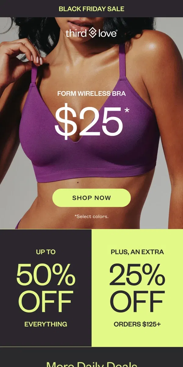 Email from ThirdLove. Only $25 for our #1 wireless bra 