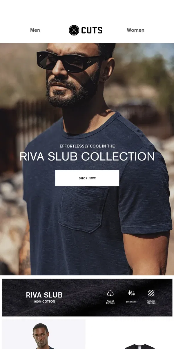 Email from Cuts. Introducing The Riva Slub Collection