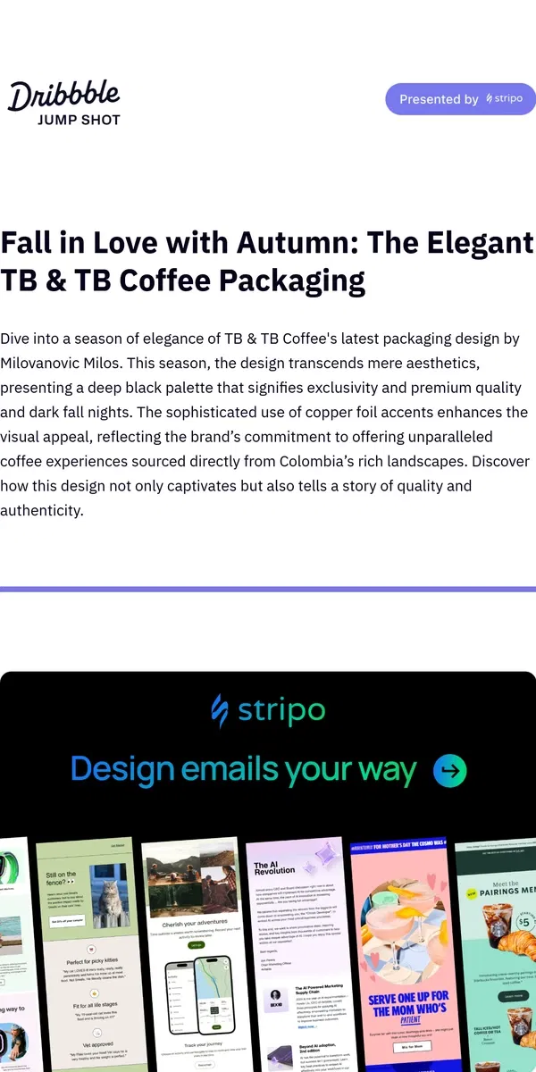 Email from Dribbble. 🍁☕️ Explore TB & TB’s Elegant Autumnal Branding!