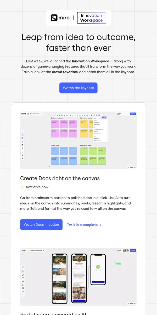 Email from Miro. Brand new features everyone’s talking about