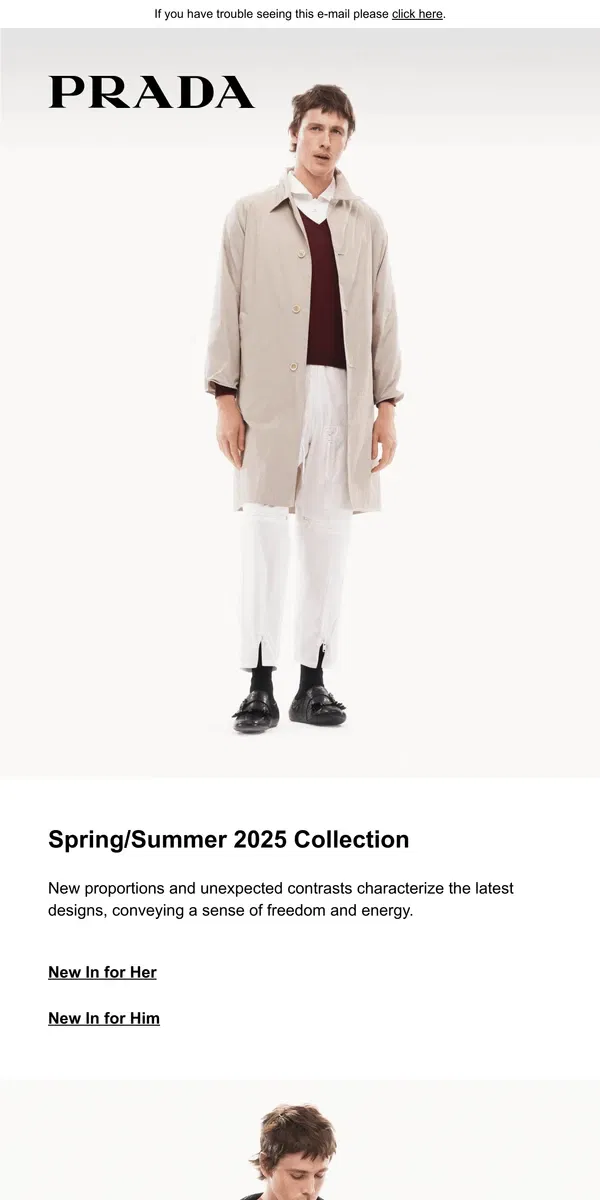 Email from Prada. New In: Spring/Summer 2025