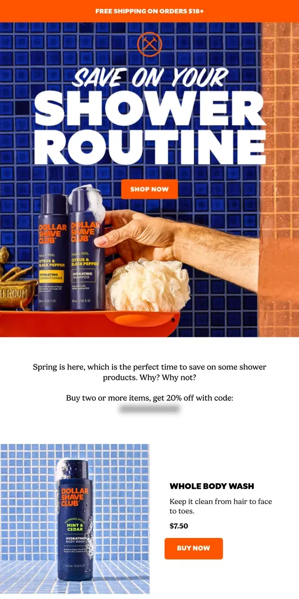 Email from Dollar Shave Club. Freshen Up This Spring!