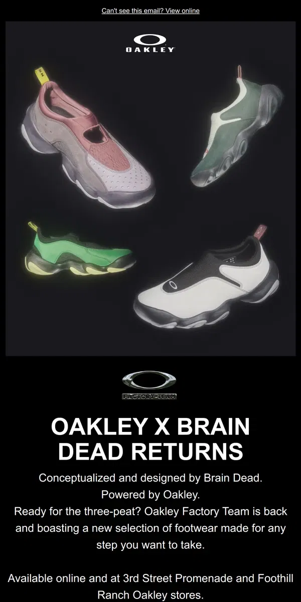 Email from Oakely. Oakley Factory Team: The Next Edition Is Here