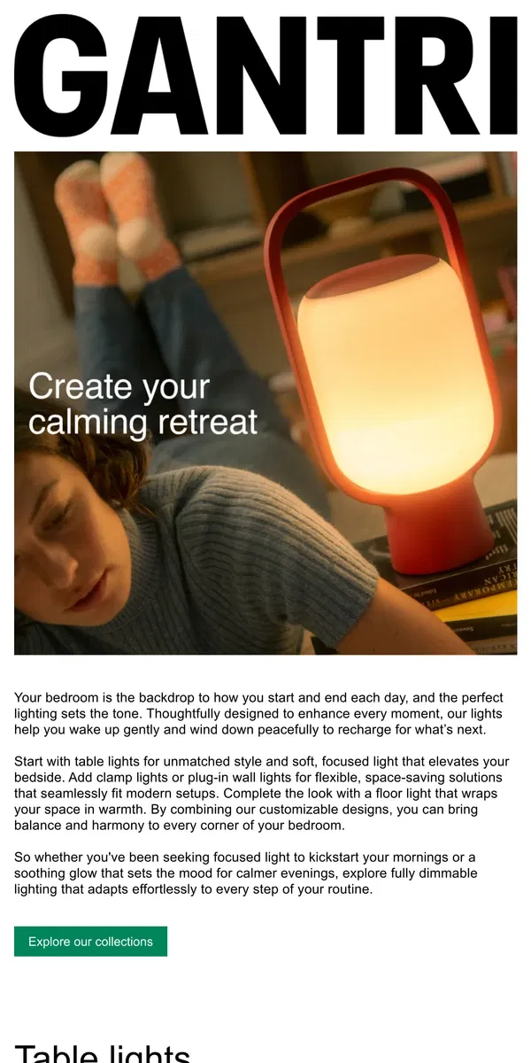 Email from Gantri. Better bedroom lighting starts here.