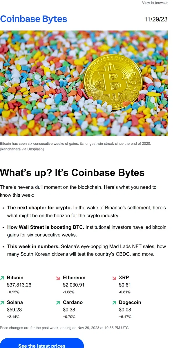 Email from Coinbase. What’s next for crypto? 