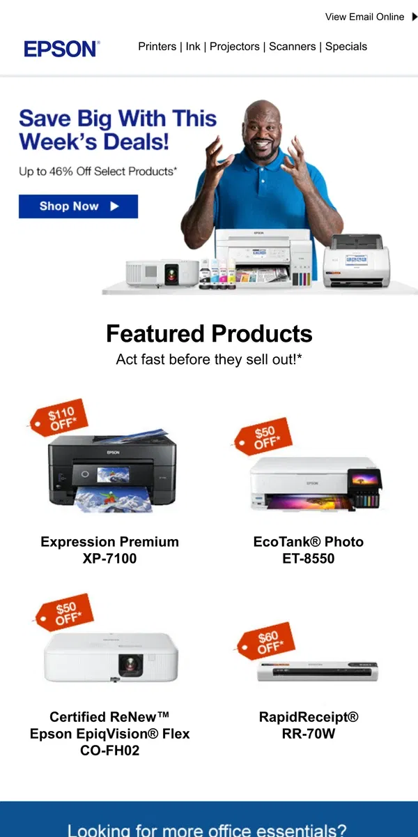 Email from Epson. Save Big With This Week's Deals!