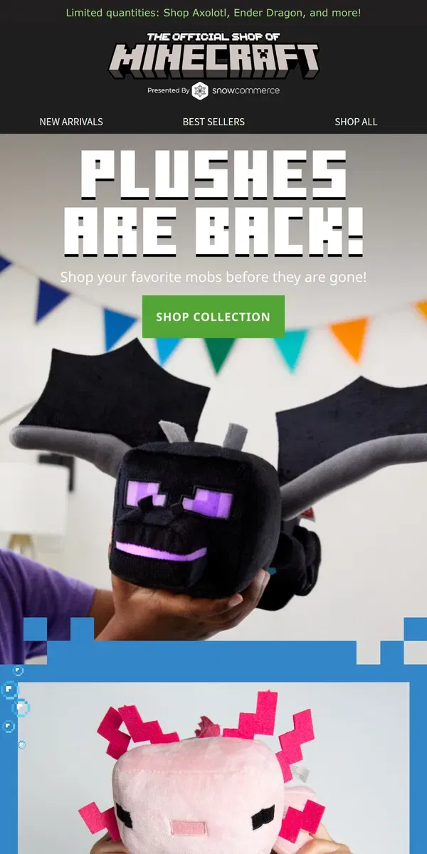 Email from Minecraft. Plush Toys are Back! Tame your Favorite Before they Despawn!