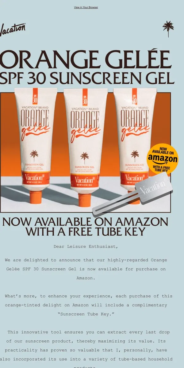 Email from Vacation. NEW on Amazon! Vacation® Orange Gelée 🍊