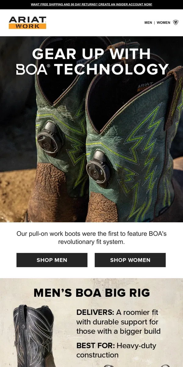 Email from Ariat. Have You Seen Our New BOA Work Boots?