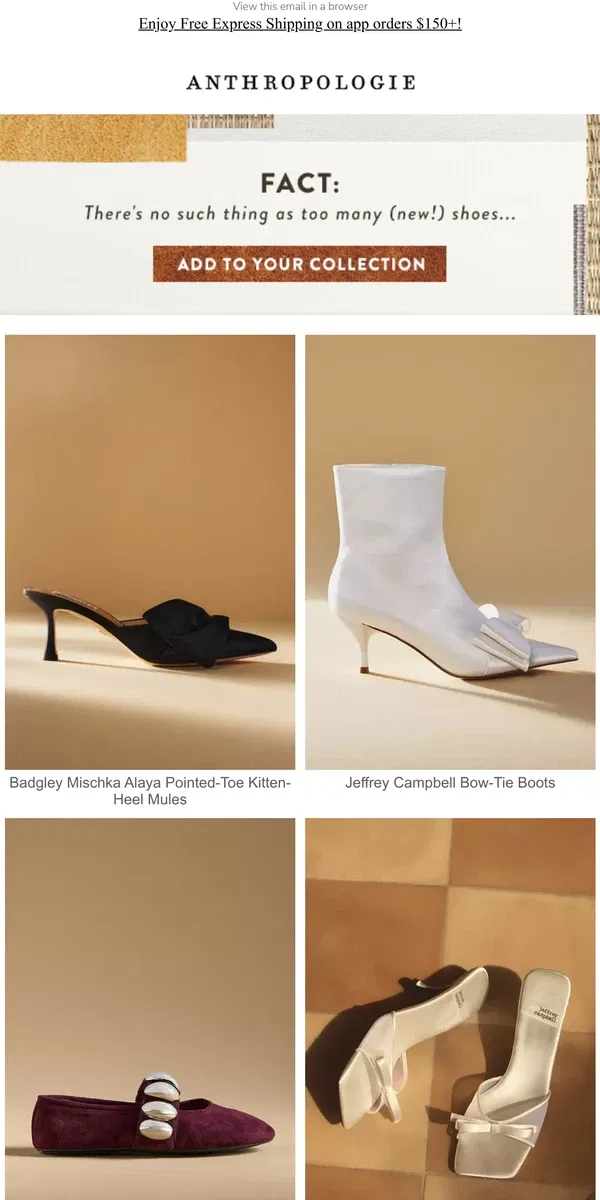 Email from Anthropologie. For our fellow shoe-lover...