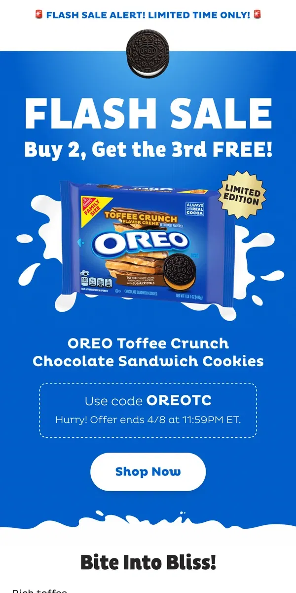 Email from OREO. FLASH SALE 🚨 Limited Time Only!