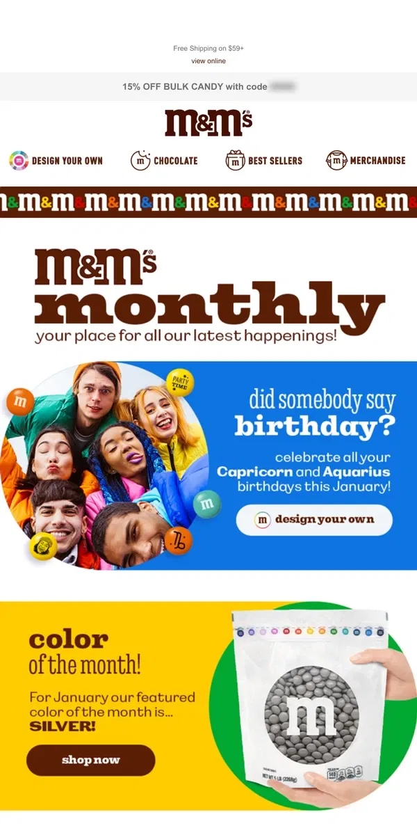 Email from M&M's. Introducing... Your Monthly Dose of M&M'S Fun!