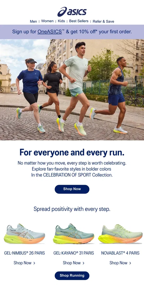 Email from ASICS. Our most-loved shoes in fiery hues.