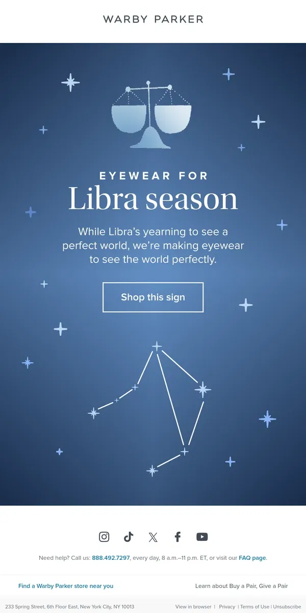 Email from Warby Parker. Look like a Libra