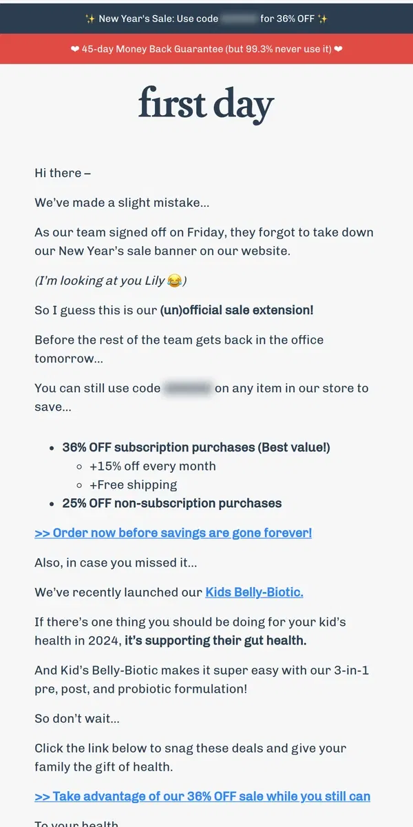 Email from First Day. Oops! We might’ve forgotten something… 🤦