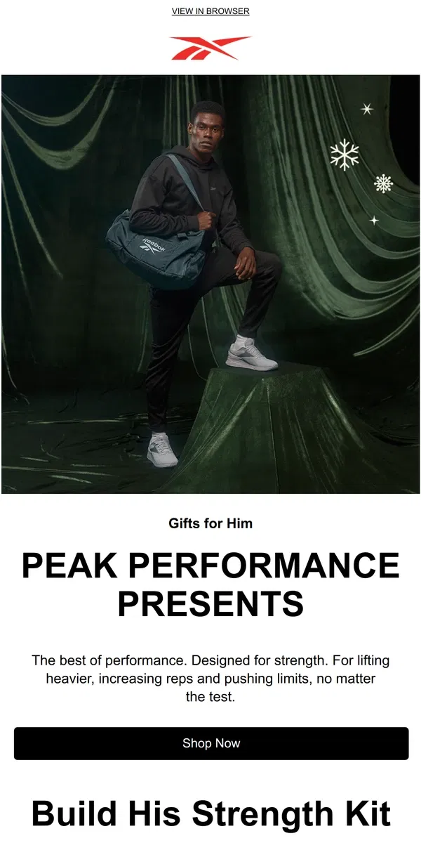 Email from Reebok. If he lifts, get him these gifts 💪