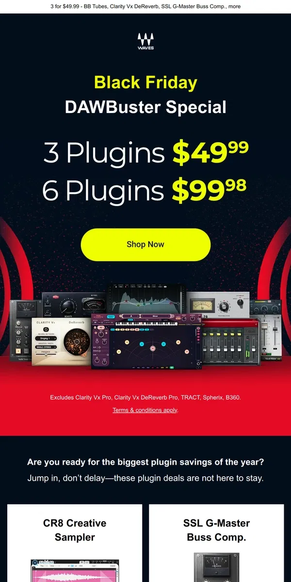 Email from Waves Audio. BLACK FRIDAY DAWBuster Deals »