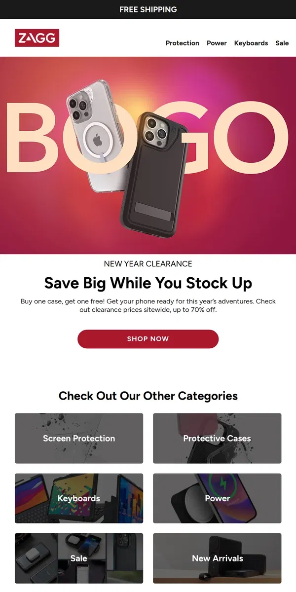 Email from ZAGG. 🛍️💰 Save with BOGO offers and up to 70% off! 🎉👏