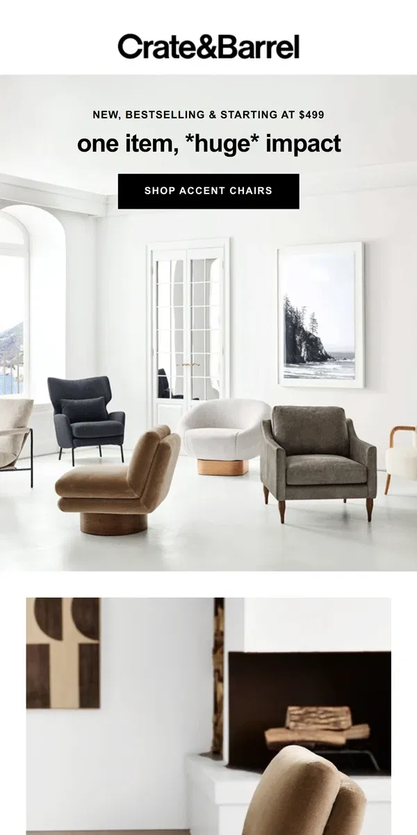 Email from Crate & Barrel. The 1 piece that completes your living room