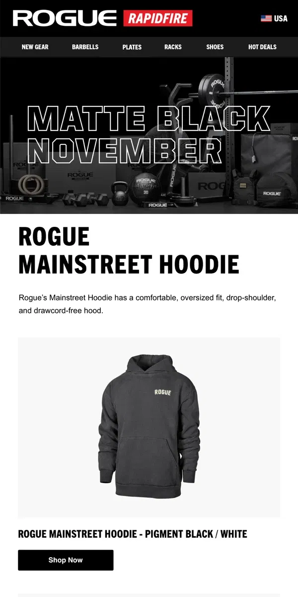 Email from Rogue Fitness. Just Launched: Rogue Mainstreet Hoodies, GORUCK Training Weight Vest 2.0, Lionheart Sand Plates & More!