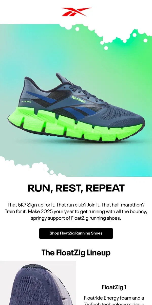 Email from Reebok. Your key to running in 2025 🔑