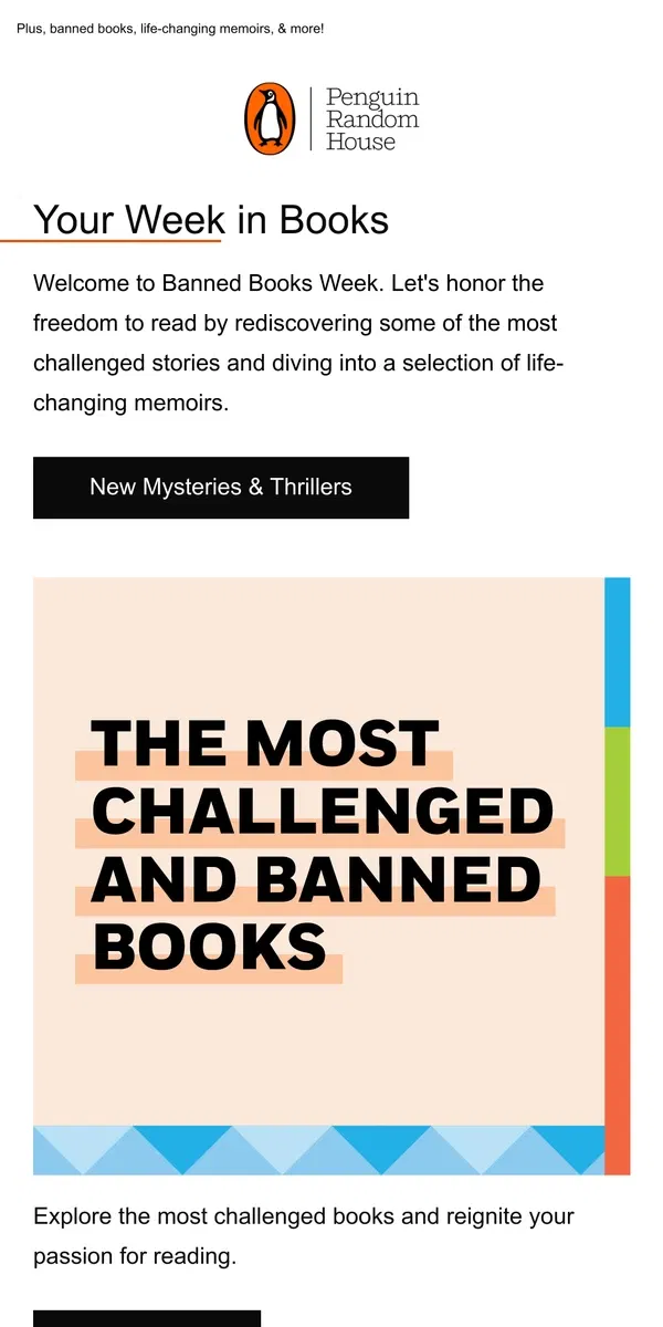 Email from Penguin Random House. Your Week in Books: New Fall Mysteries & Thrillers Releases!