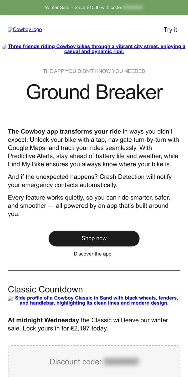 Email from Cowboy. It's all in the App