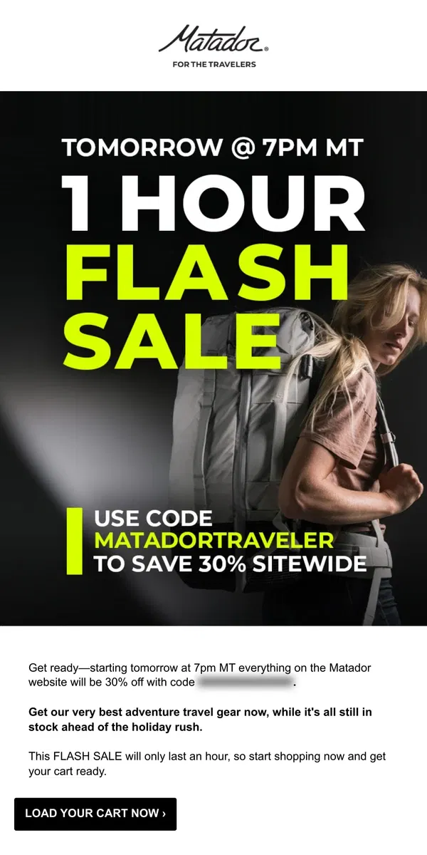 Email from Matador. FLASH SALE ⚡ Save 30%