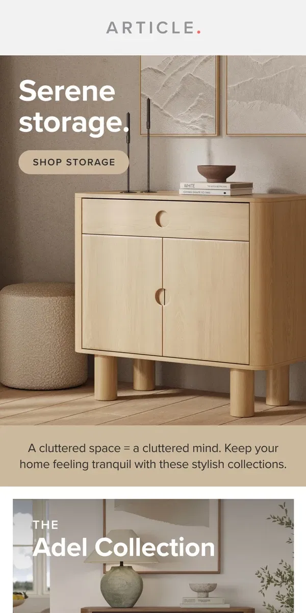 Email from Article. Simplify with storage furniture