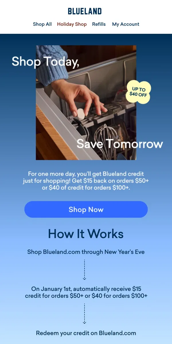 Email from Blueland. Last chance to get credit for going eco🌎