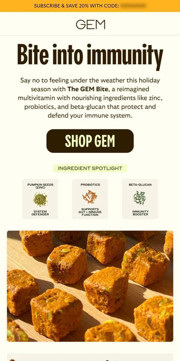 Email from GEM. Healthy for the holidays