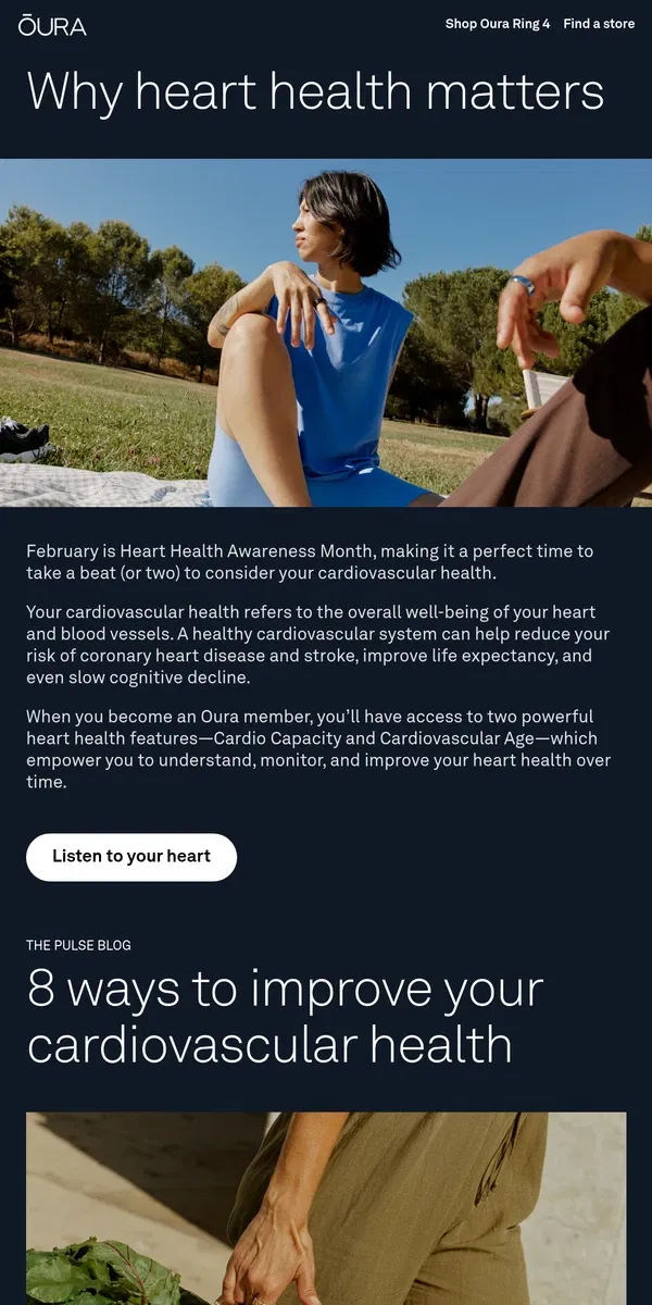 Email from Oura. Dive into heart health this month 💘