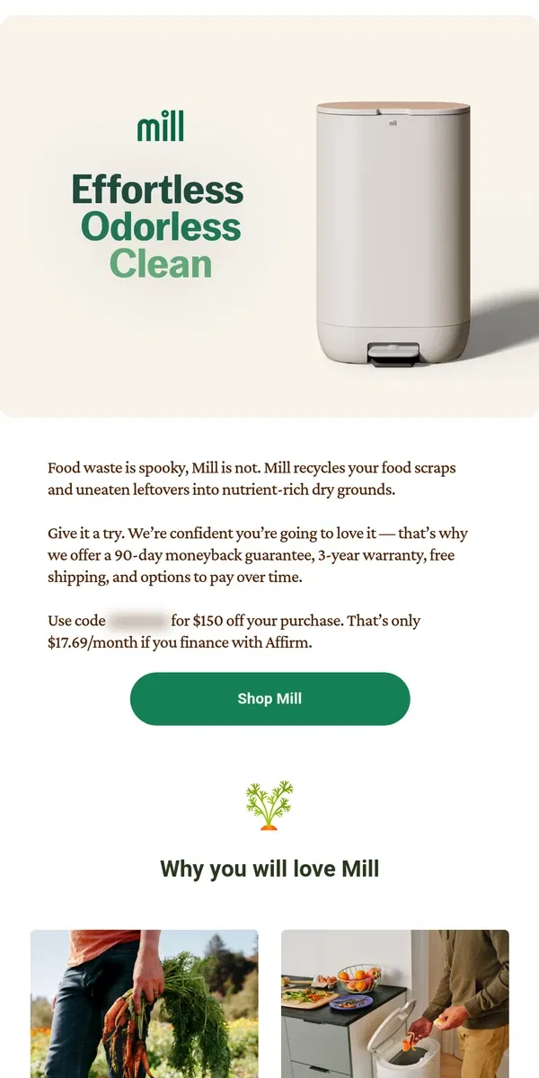 Email from Mill. A treat for your kitchen