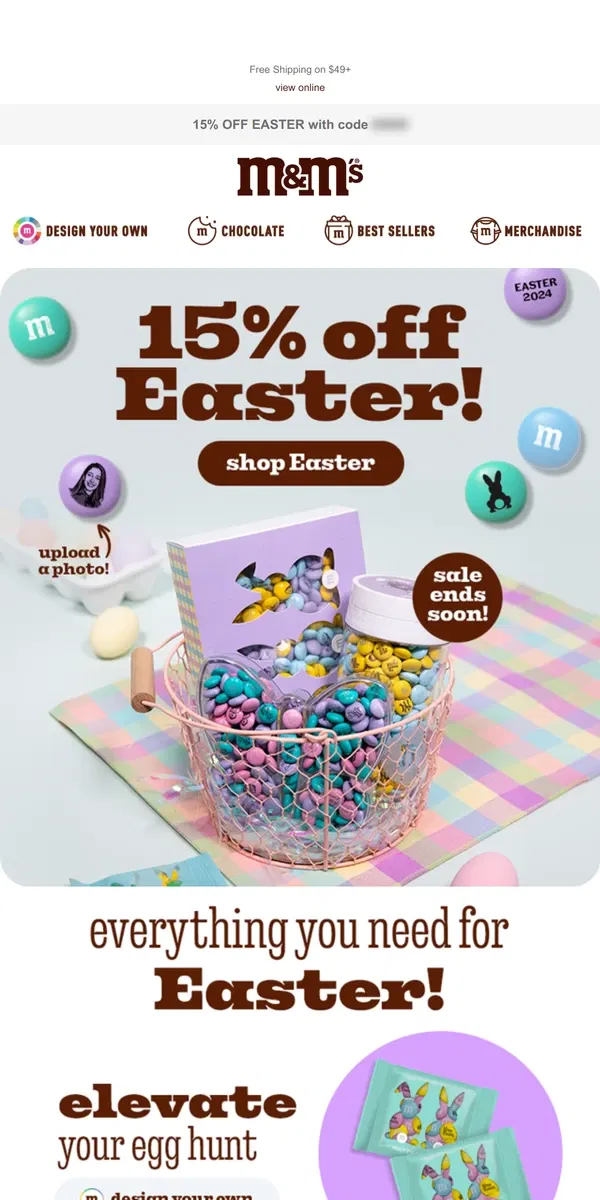 Email from M&M's. Easter Everything!