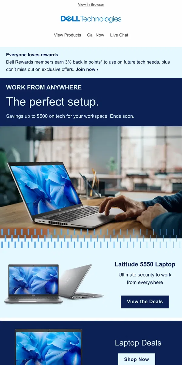 Email from Dell. Work from Anywhere | Up to $500 off.