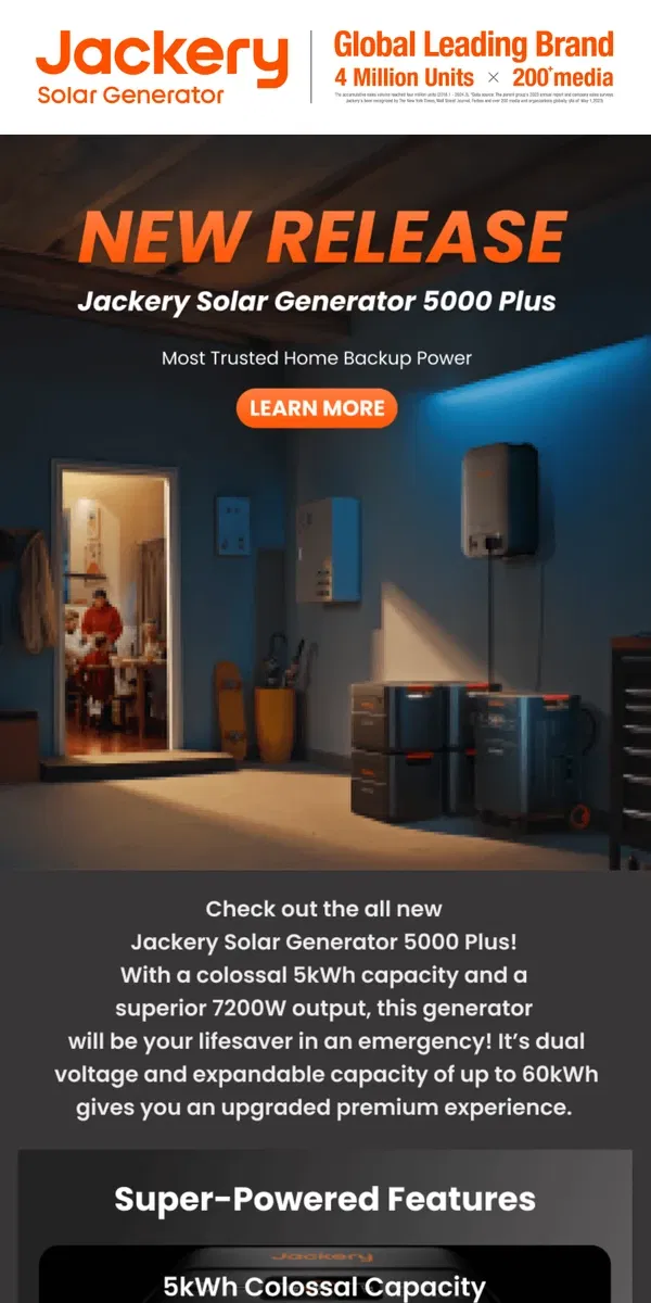 Email from Jackery. 🆕All New Jackery 5000 Plus!