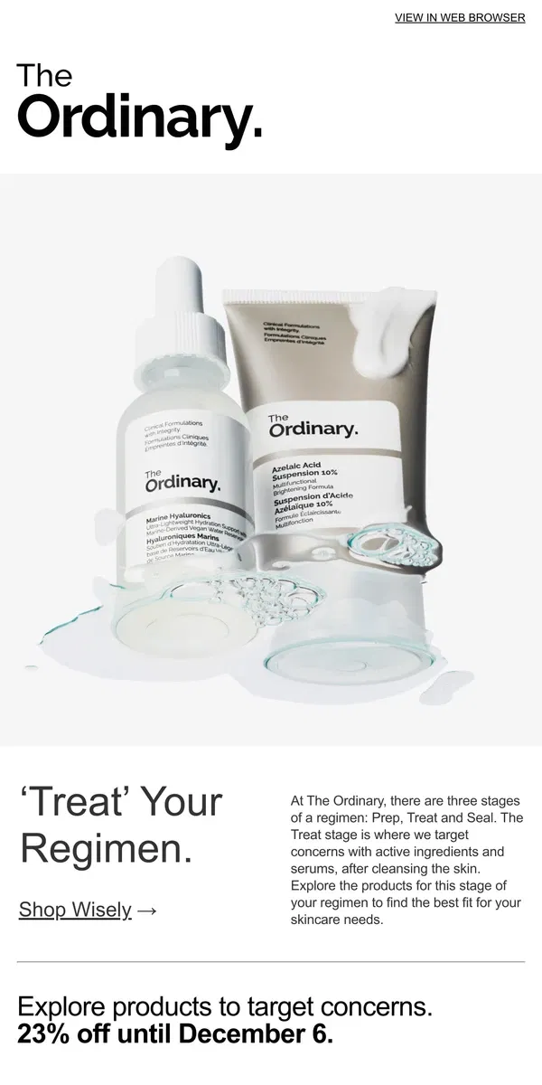 Email from The Ordinary. Treat skin with targeted formulations.