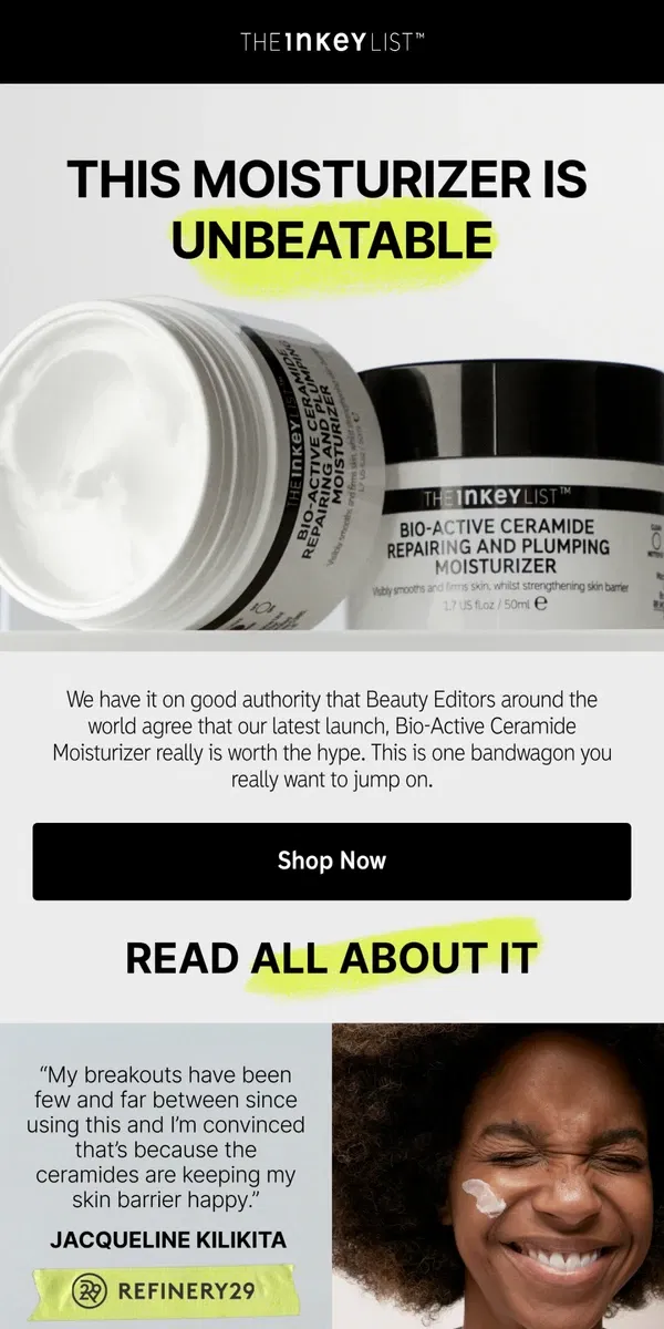 Email from The INKEY List. "All my beauty editor friends agree" ⭐