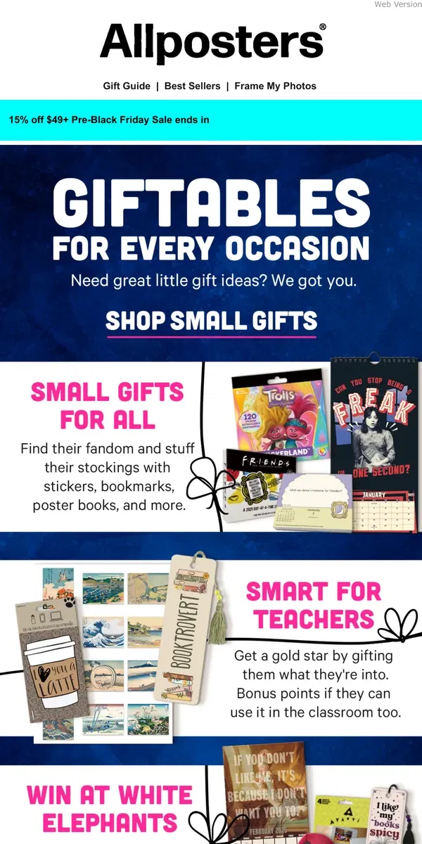 Email from AllPosters. Small Gifts With Big Impact