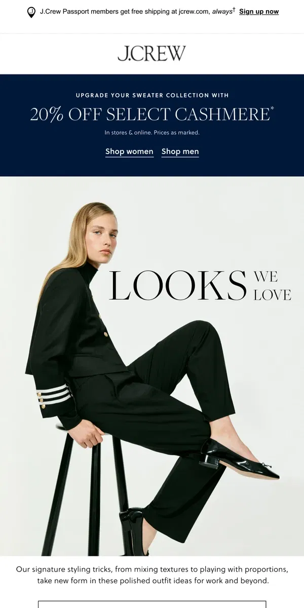 Email from J.Crew. Fall looks we love