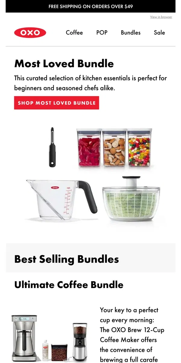 Email from OXO. Elevate Your Kitchen Experience