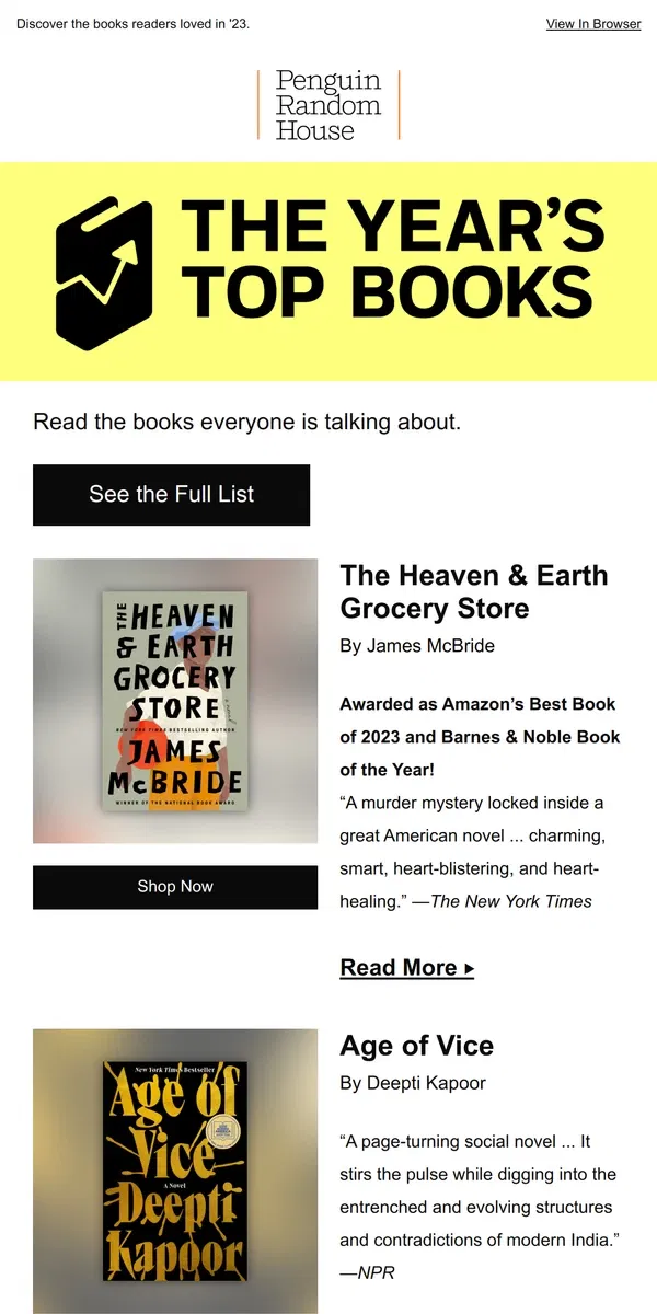 Email from Penguin Random House. This Year's Most Popular Books Are …