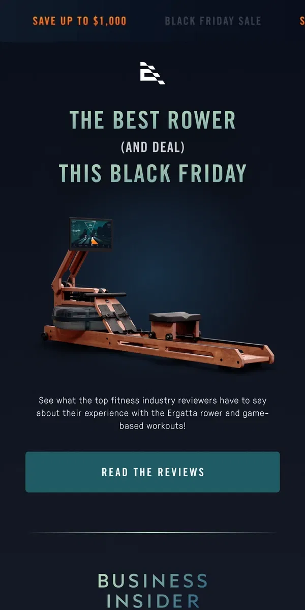 Email from Ergatta. The Best Rower (and deal) this Black Friday