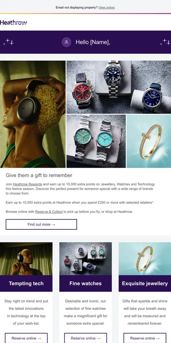 Email from Heathrow Airport. Discover the perfect present and earn extra points