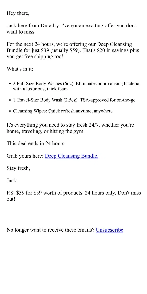 Email from Duradry. Don't miss our freshest deal yet (24hrs)