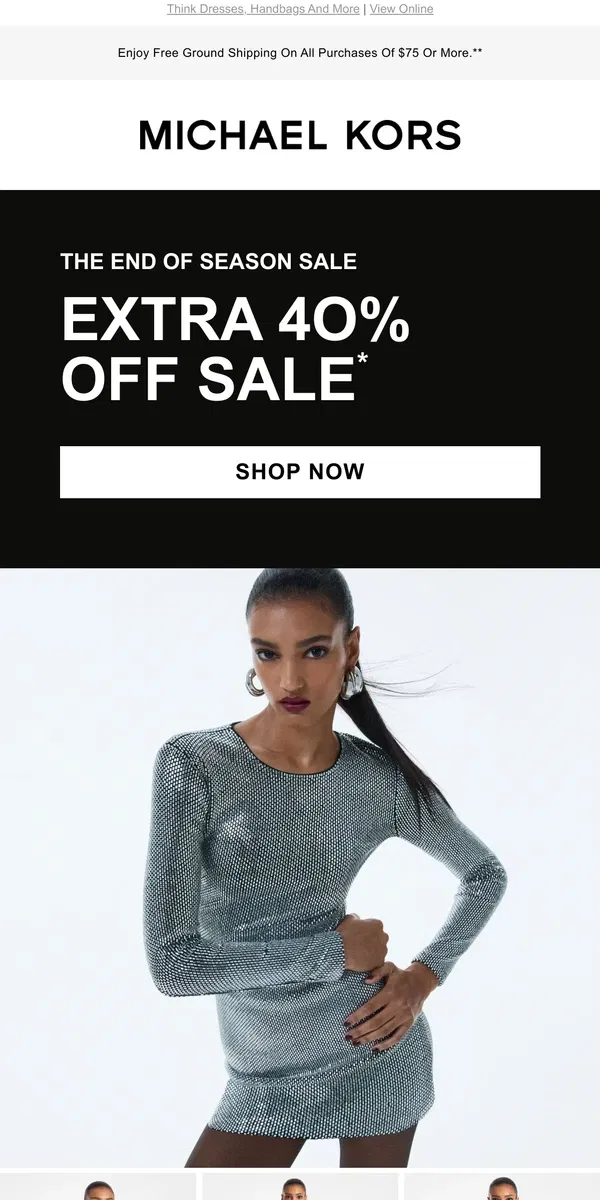 Email from Michael Kors. Party Pieces Are An Extra 40% Off